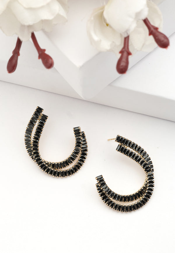 Boucles d'oreilles cloutées en forme de C double Diva