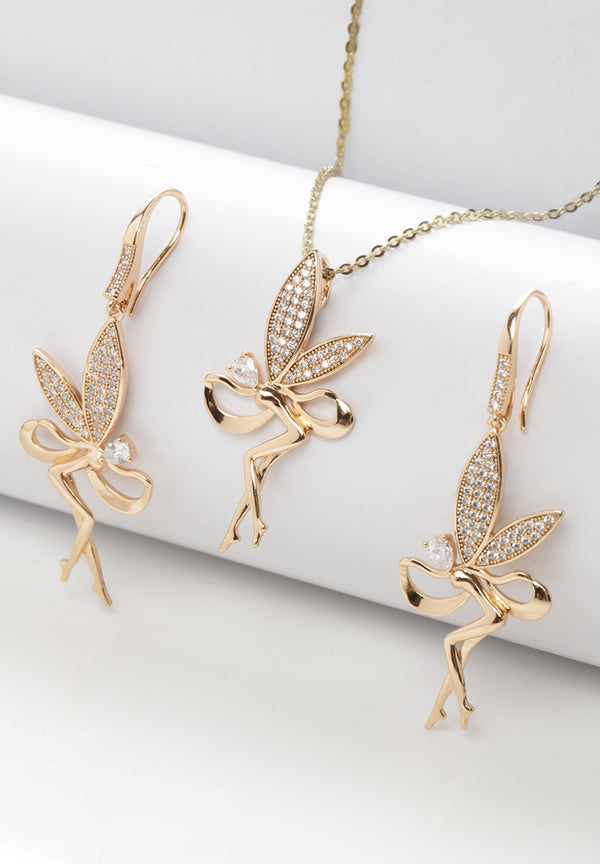 Set di orecchini pendenti con angelo con zirconi cubici