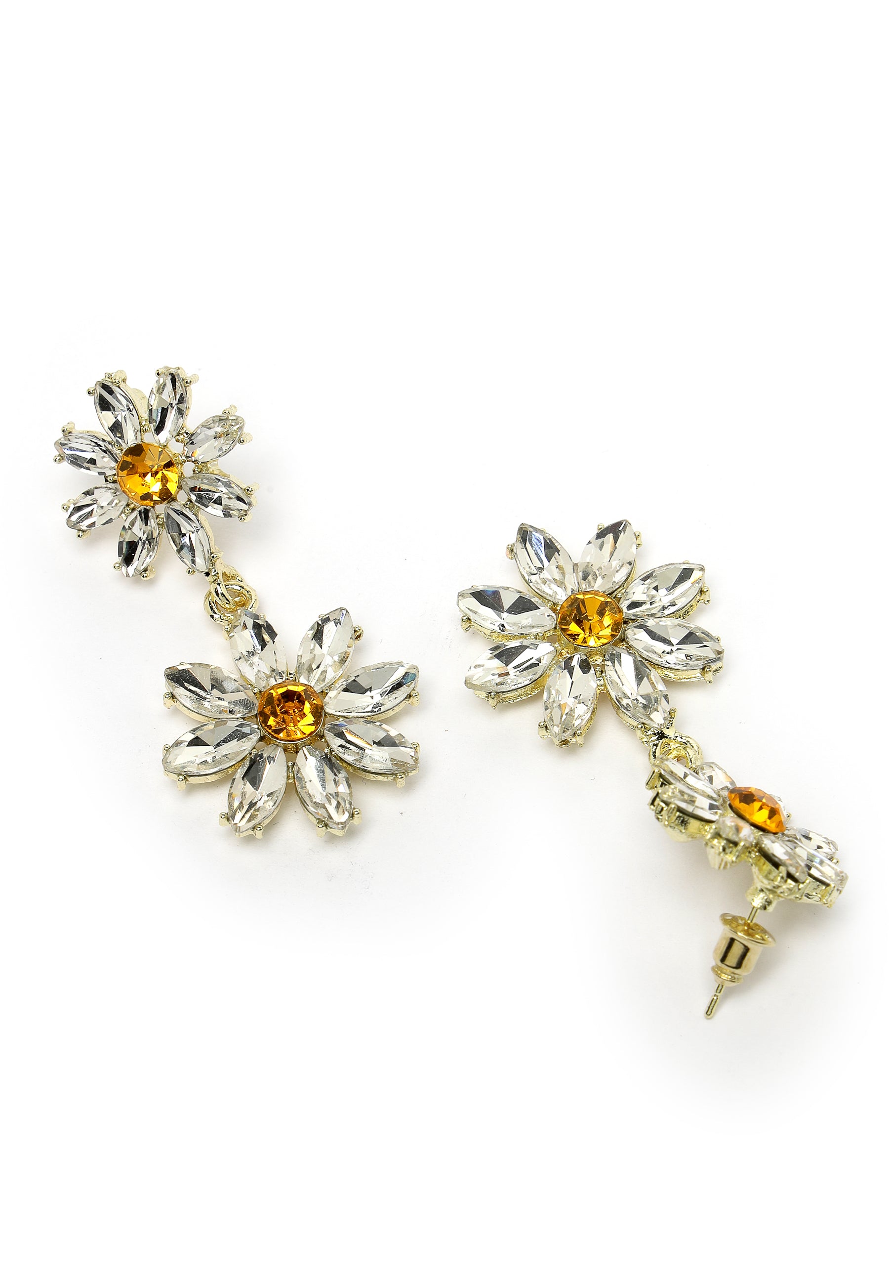 White Daisy Drop Earrings