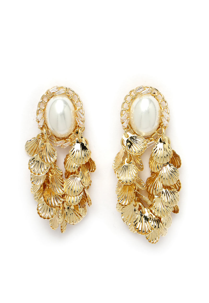 Gold-Coloured Beaded Earrings