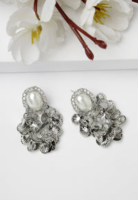 Silver-Coloured Beaded Earrings