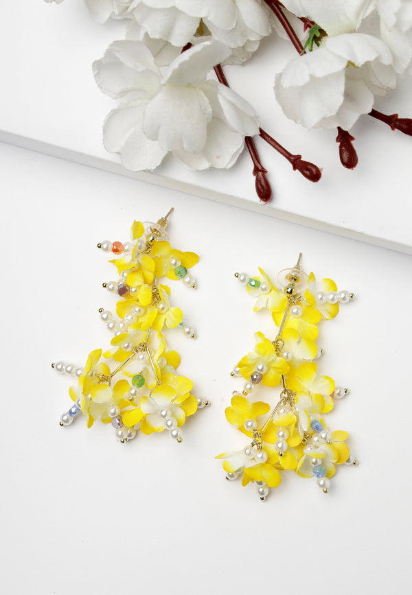 Boucles d'oreilles pendantes en forme de feuille jaune