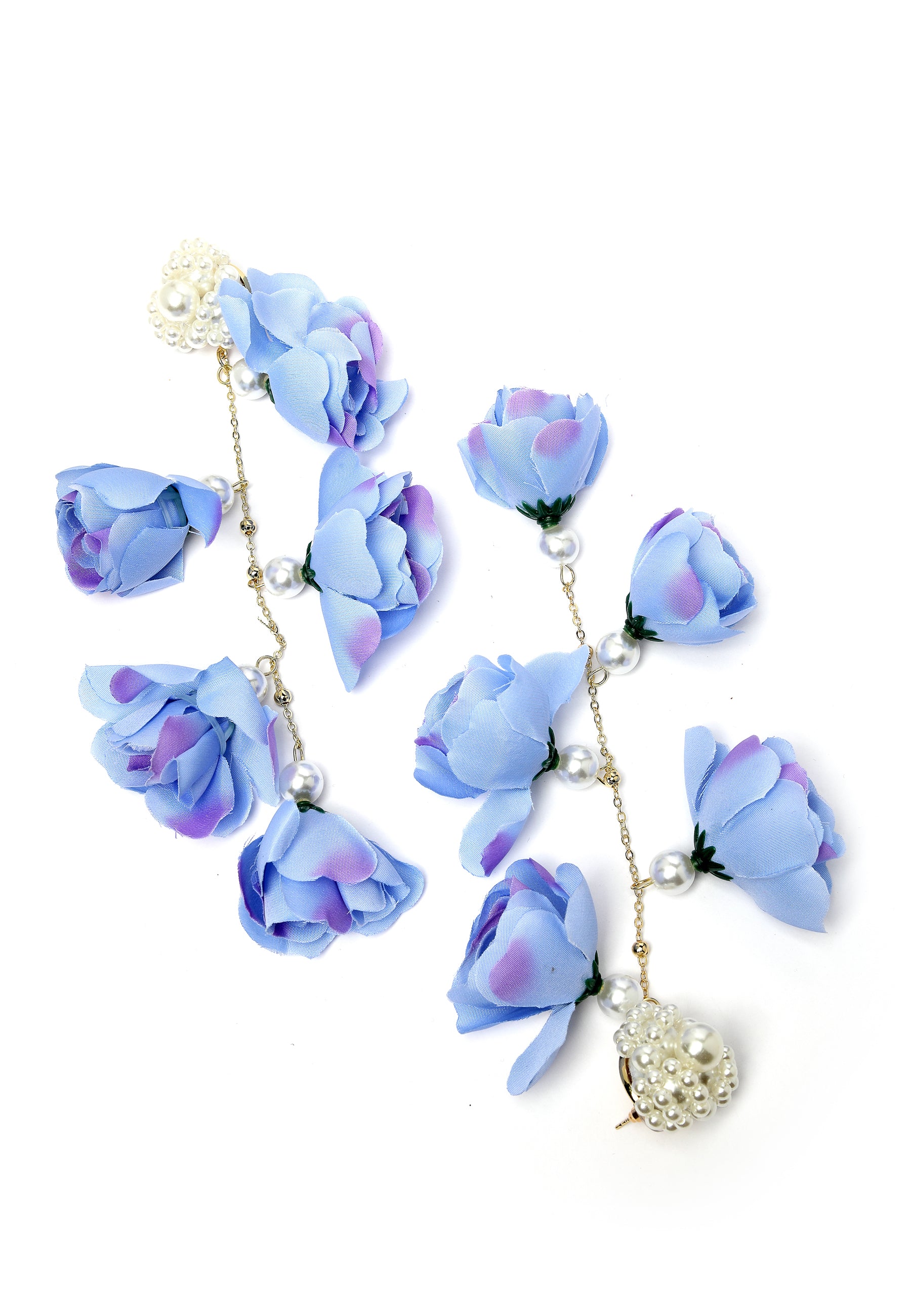 Boucles d'oreilles fluides en forme de rose bleue