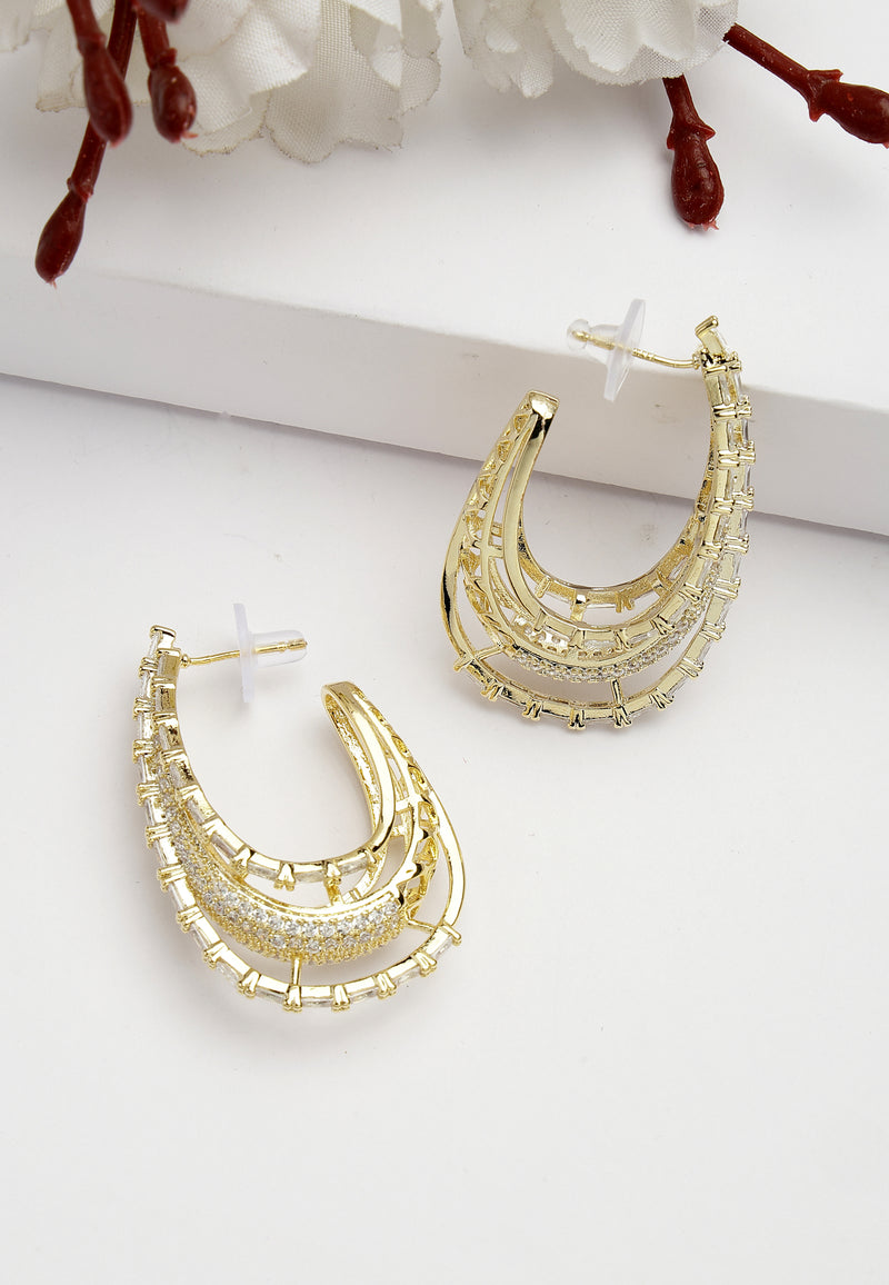 Cubic Zirconia Layered Hoops