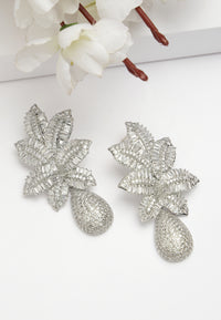 Cubic Zirconia Petal Drop Earrings