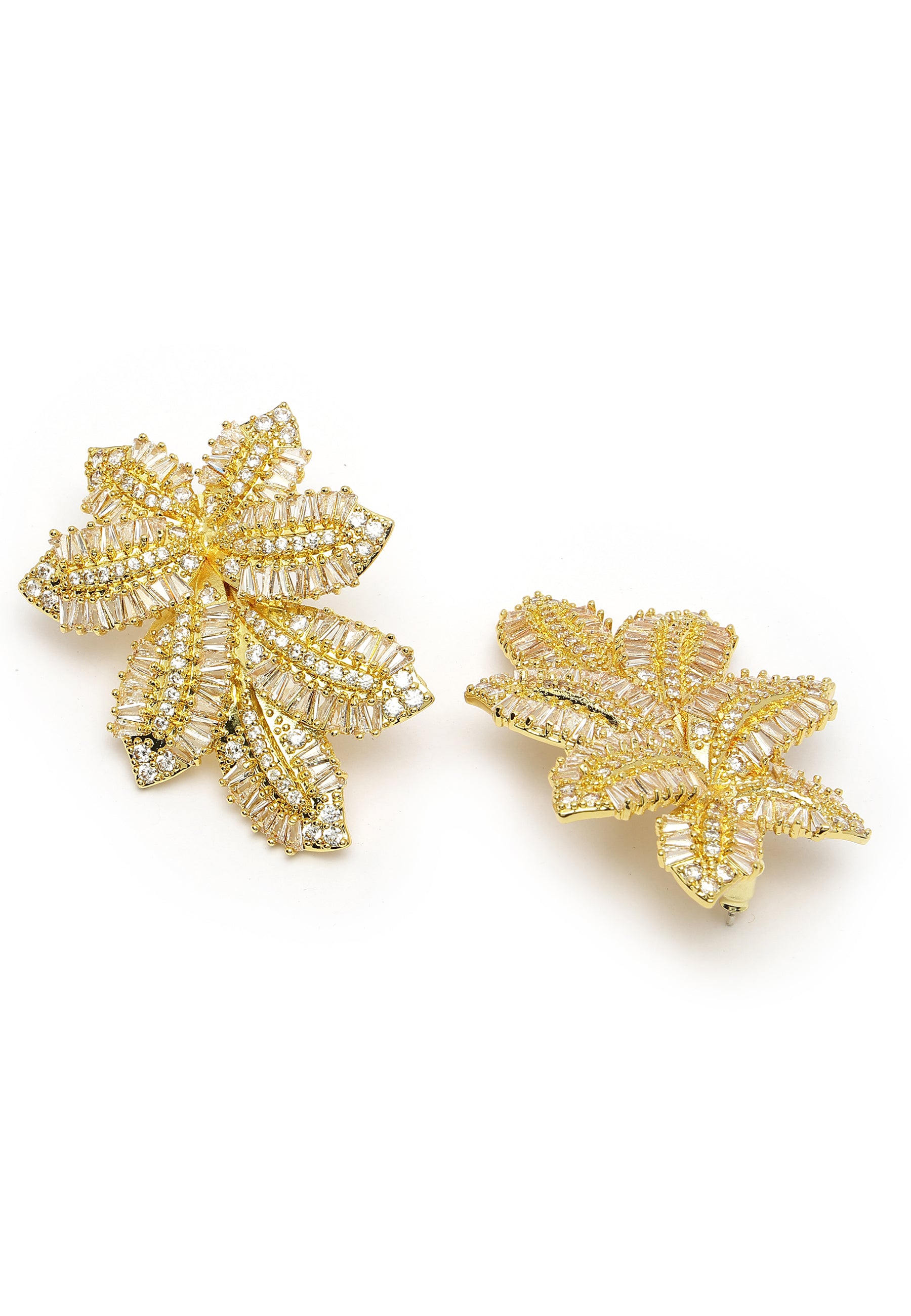 Cubic Zirconia Gule Finish Leaf Studs