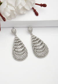 Zirconia Shimmering Hollow Drop Earrings