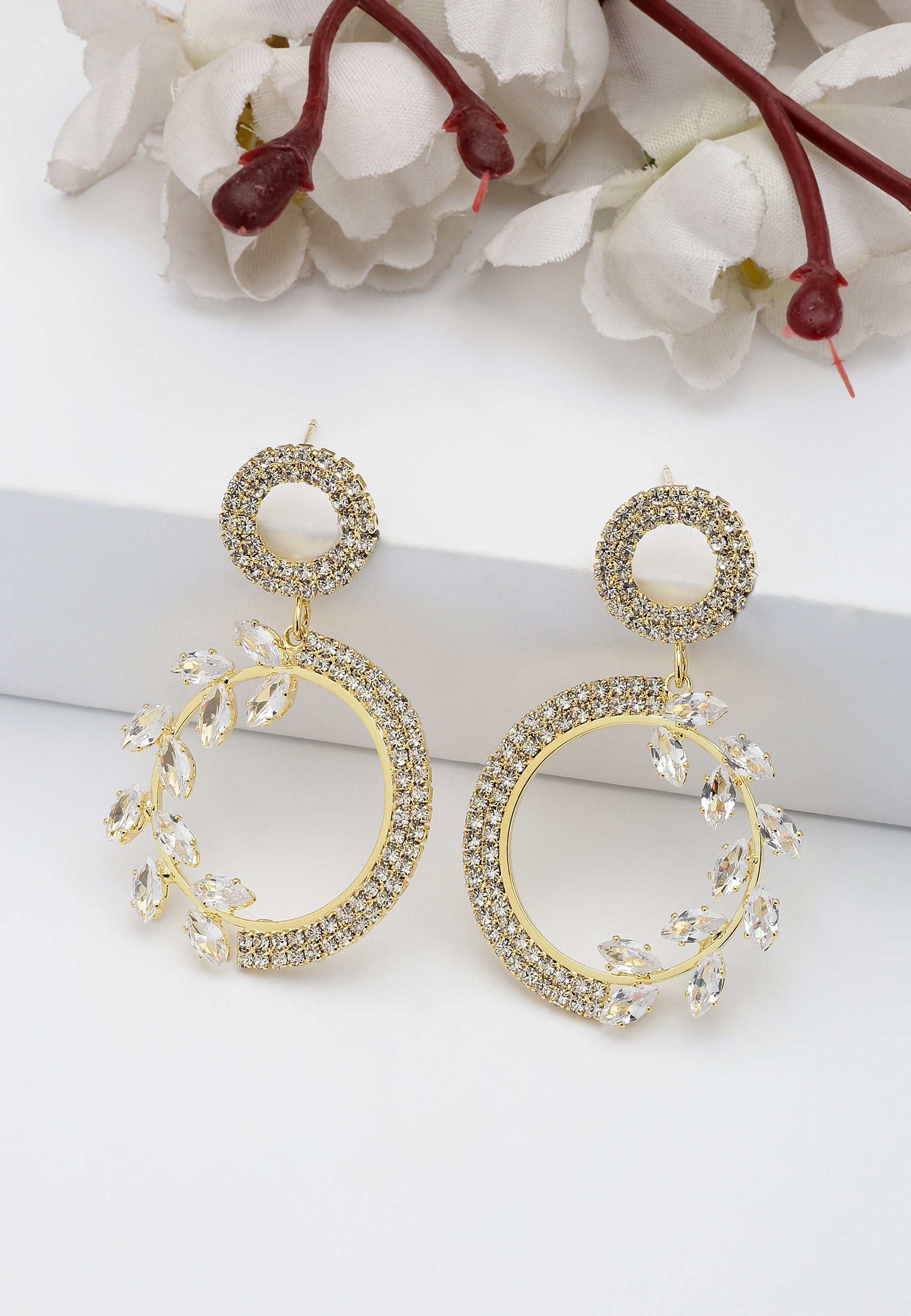 Elegant Drop Earrings with Floral Accents