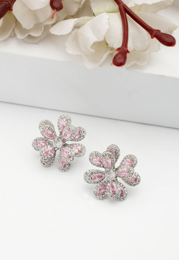 Lichtroze sprankelende bloemenstuds