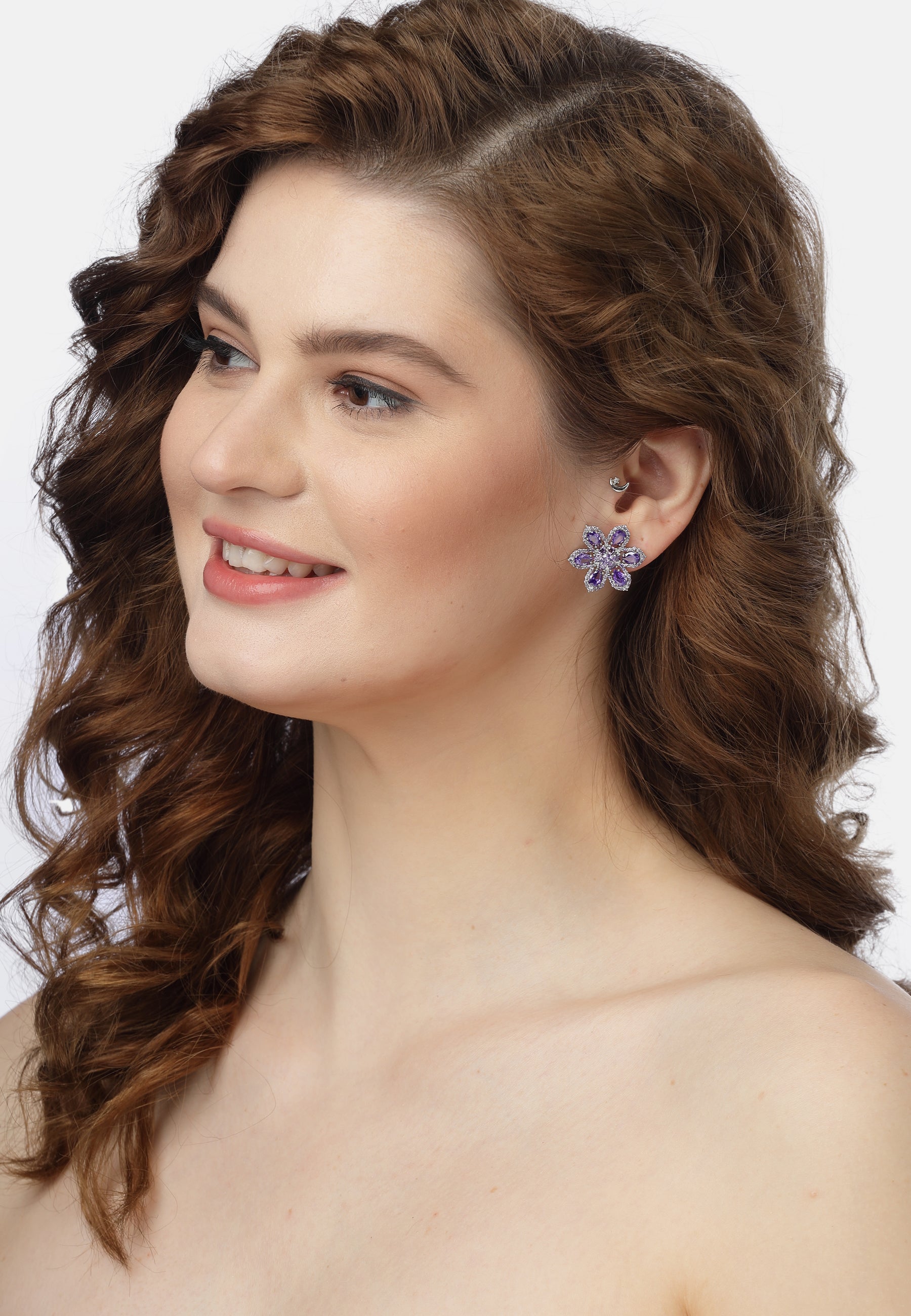 Lilac Floral Stud Earrings