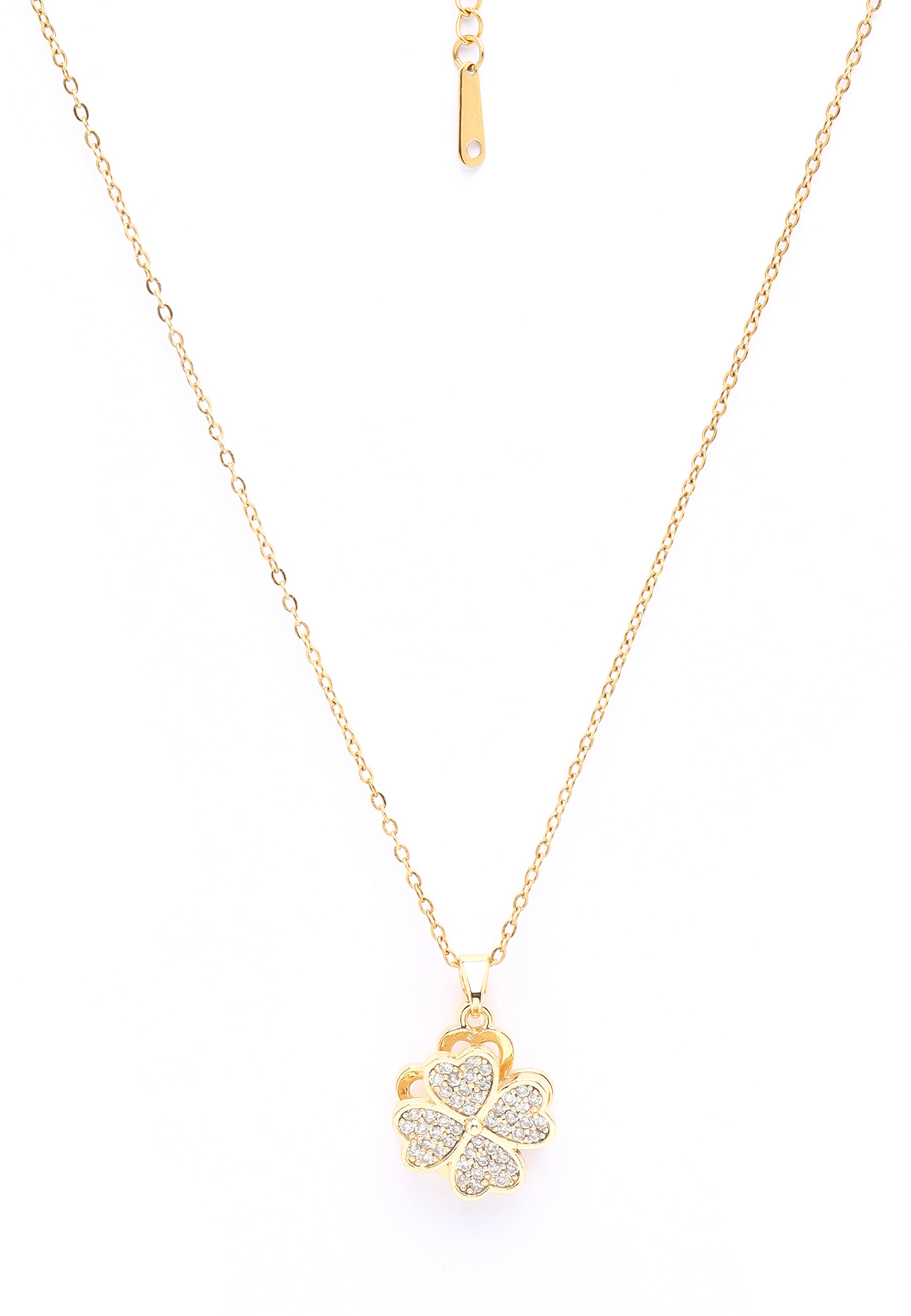 Golden Clover Sparkle Floral Pendant