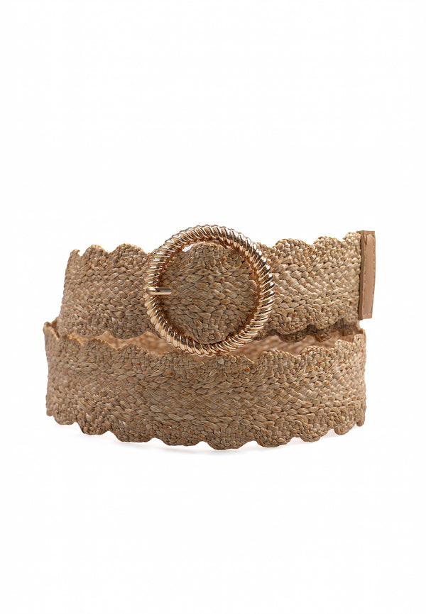 Belt Bhuí Chic Leaisteach le Ciorcal Buckle