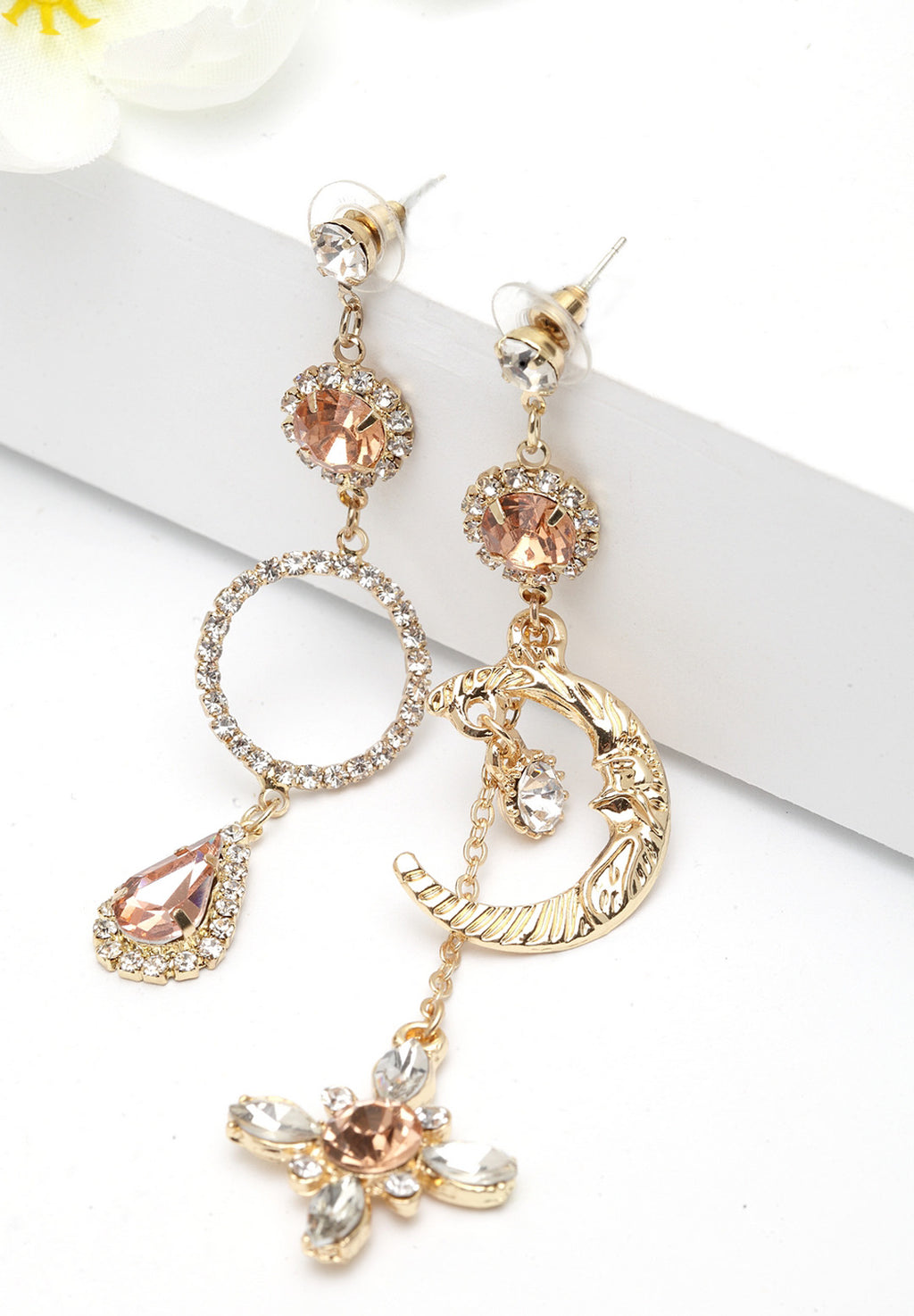 Pendientes colgantes de cristal extravagantes