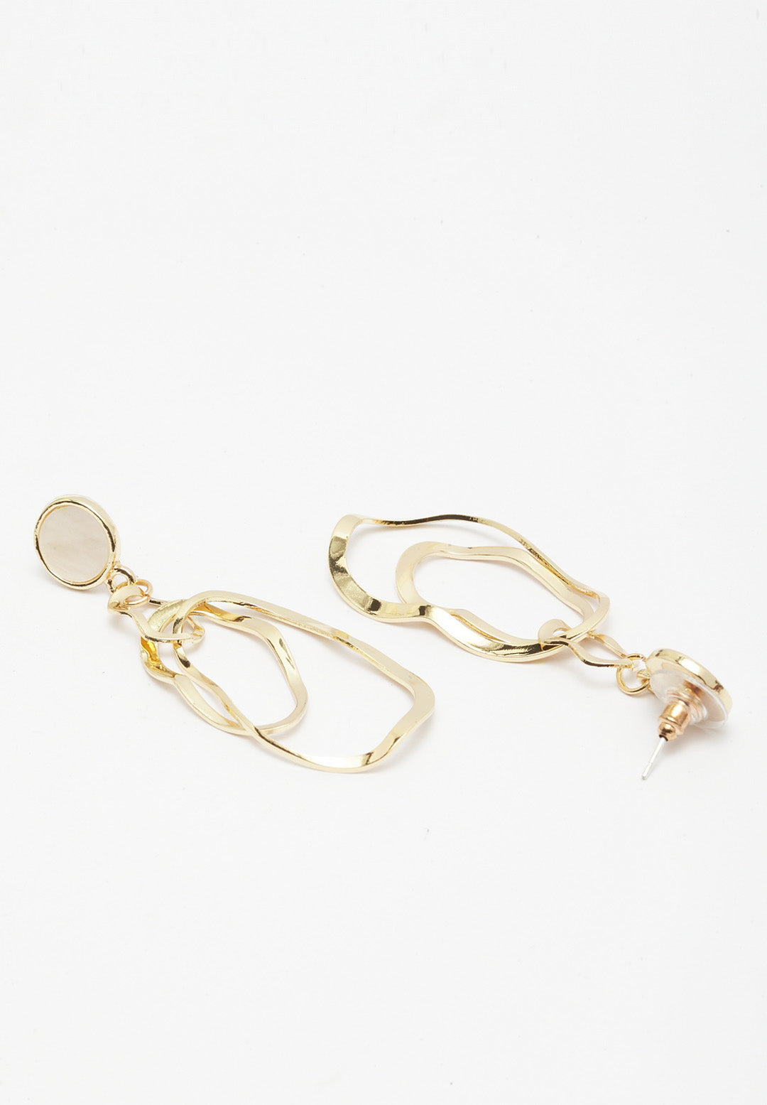 Sleek Gold-Plated Stone Earrings