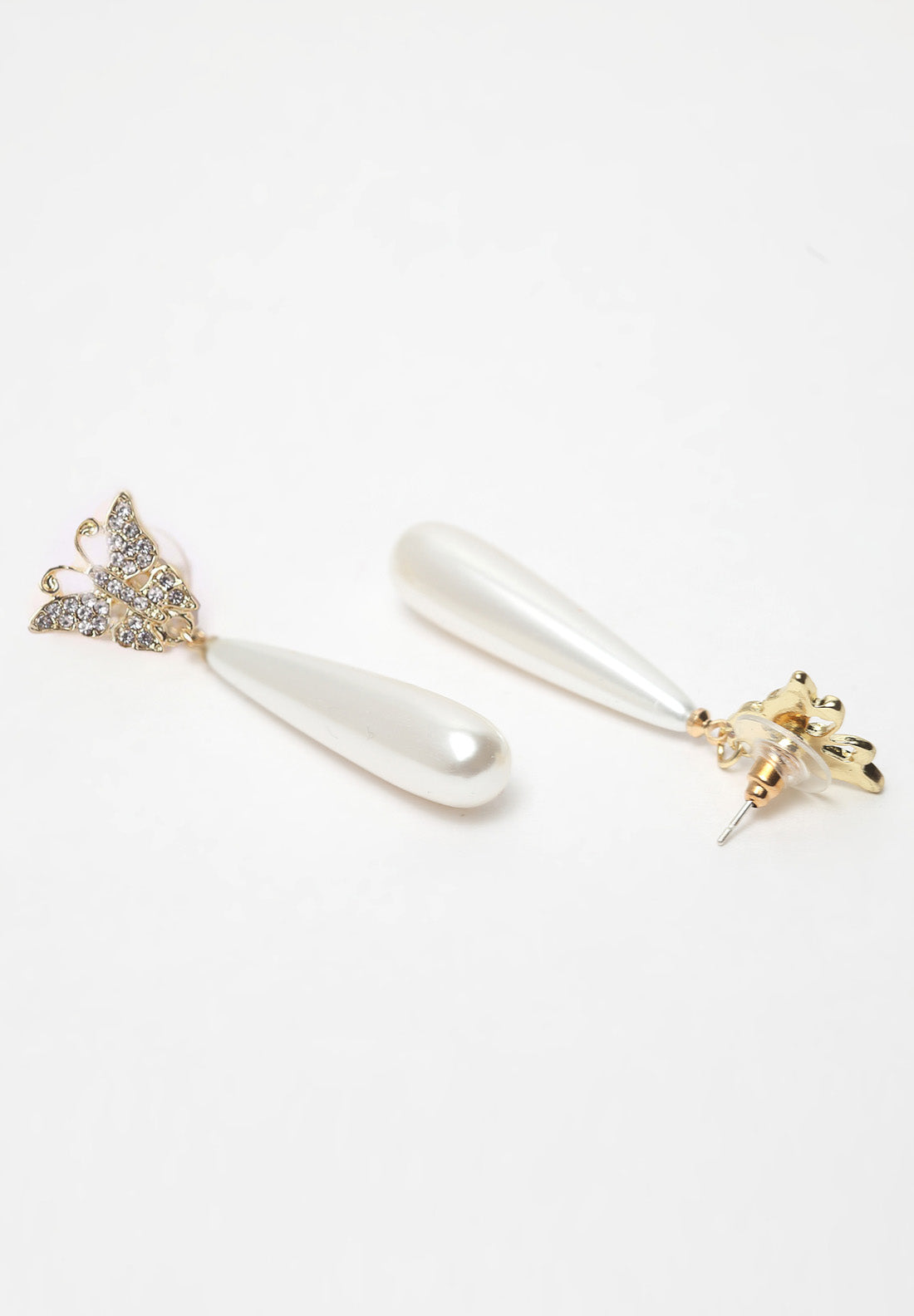 Hopeiset Butterfly Pearl Crystal -korvakorut