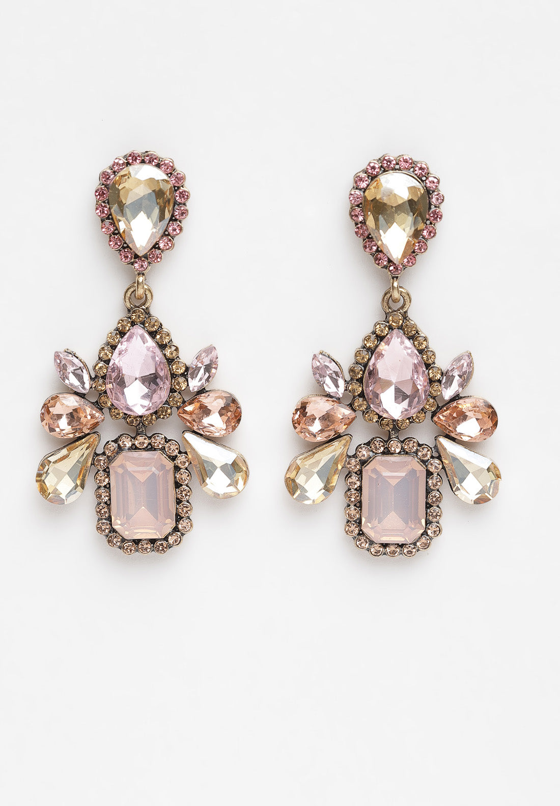 Pink Crystal Hanging Earrings