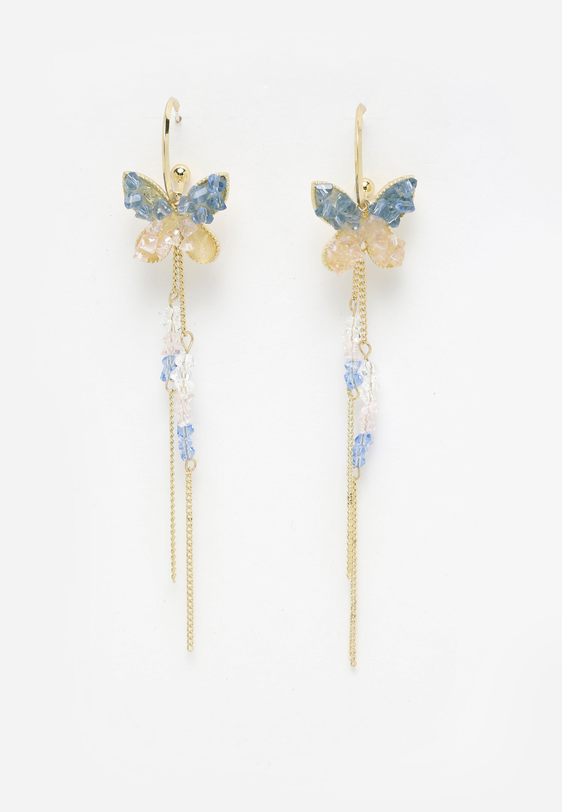 Hængende sommerfugle øreringe i blå