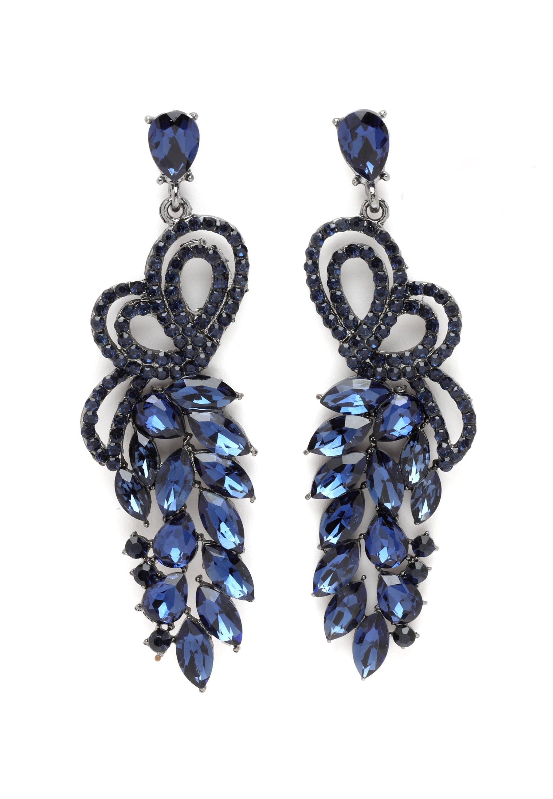 Heart and leaf chandelier earrings