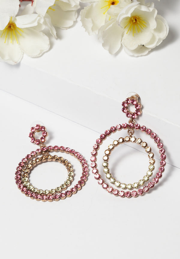 Boucles d'oreilles en cristal de cercle contemporain