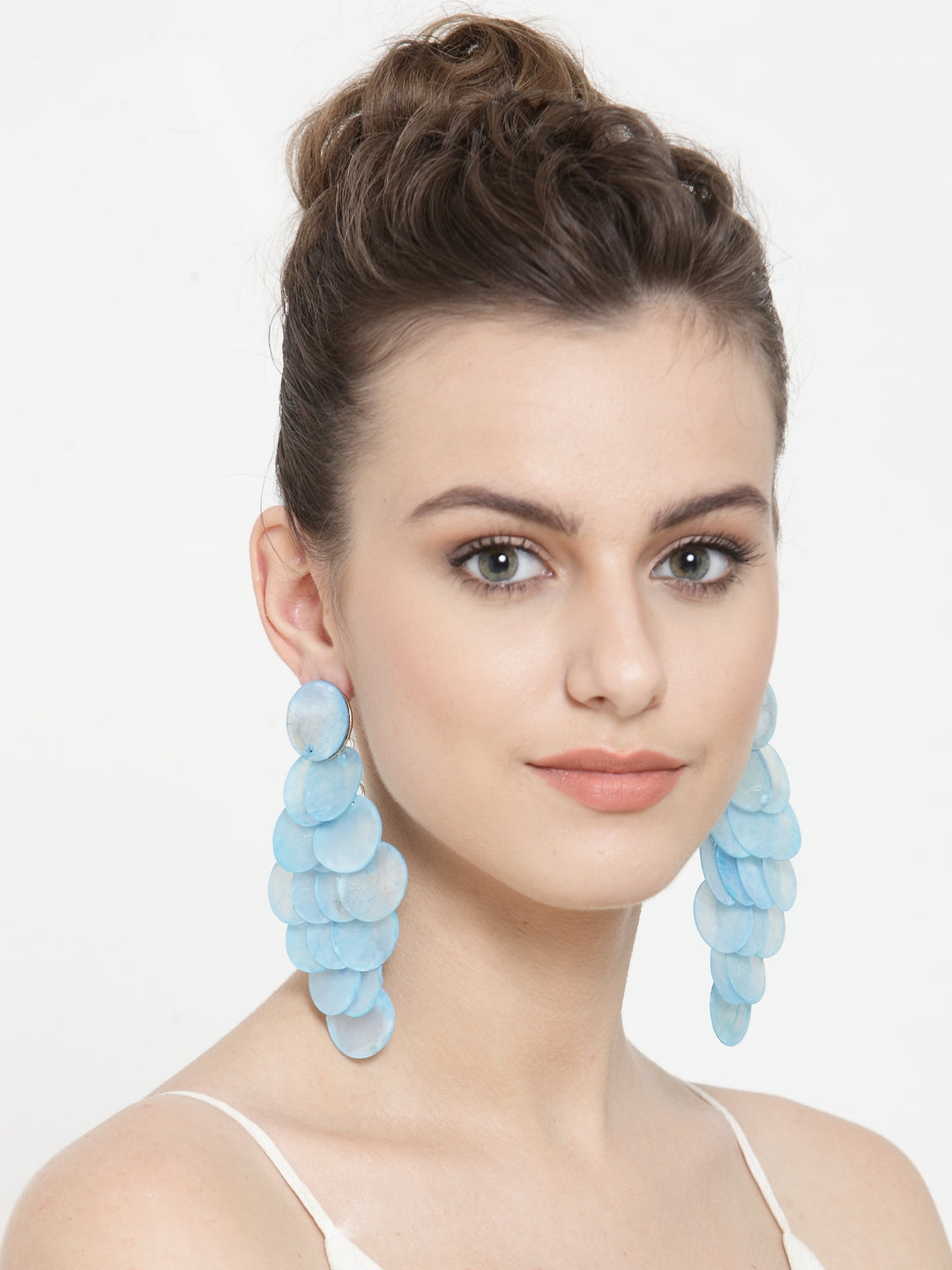 Fashion Statement Hawaii Beach Blue Sea Shell Conch Teardrop Earrings